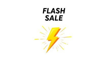 Yellow lightning bolt isolated on transparent background with blue and yellow sparks