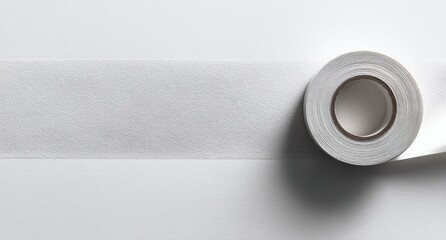 Roll of white tape unrolling, isolated on a stark white background