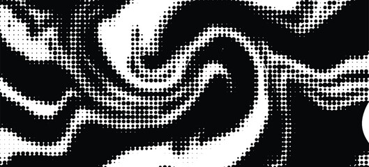 Grunge halftone gradient background. Faded grit noise texture. White and black sandy wallpaper. Retro pixelated backdrop. Anime or manga style comic overlay. Vector graphic design textured template