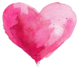 Watercolor heart in varying shades of pink on white