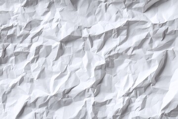 Crinkled white paper texture, folds and shadows create depth and abstract look