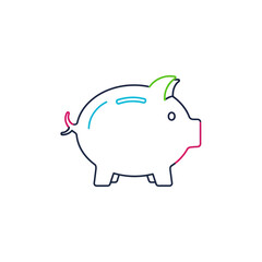 Obraz premium Cute Colorful Line Art Piggy Bank Illustration for Financial Savings Concepts