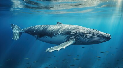 Giant Whale Shark Gliding Gracefully Through Crystal Clear Tropical Blue Waters Beneath Dancing Sunlight