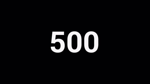 Number counter animation from zero to one thousand on a transparent background, Animated counting Numbers from 0 to 1000 