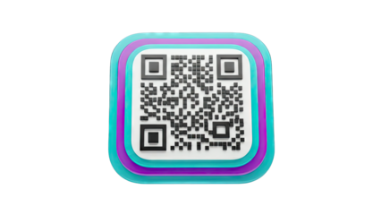 Colorful 3D QR Code on White Background