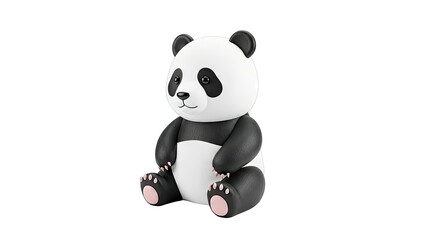 Naklejka premium Cute Panda Bear Sitting Isolated on White