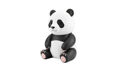 Cute Panda Bear Sitting Isolated on White