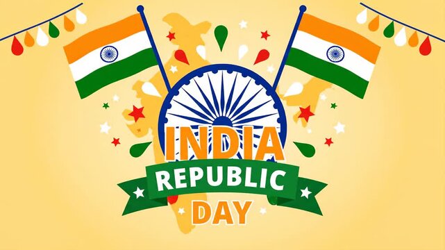 India Republic Day Celebration Ashoka Chakra Flag Map Motion Graphic