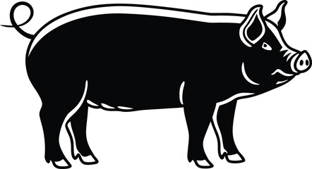 Obraz premium pig cartoon silhouette vector illustration 