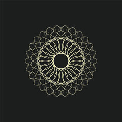 luxury golden mandala art on dark background