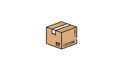 Obraz premium A brown cardboard box isolated on transparent background with a white stripe