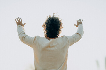 Jesus Raising Hands to Heaven &ndash; Worship and Glory to the Father