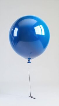 A blue balloon floating in the air with a string attached, ready to be carried away by the wind