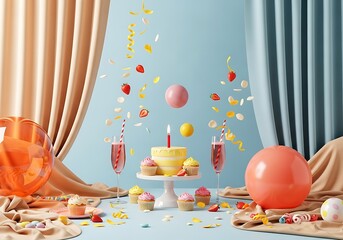 Festive Birthday Celebration with Sweet Treats and Drinks