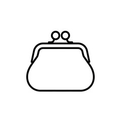 Obraz premium Minimalist Black and White Coin Purse Outline Illustration for Design Projects