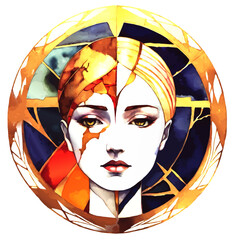 abstract female face godess symbol vector illustration