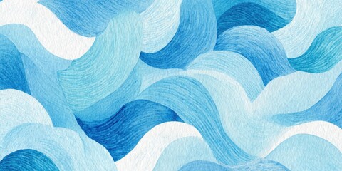 Flowing blue watercolor waves, textured pattern