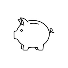 Obraz premium Minimalist Black and White Pig Cartoon Drawing Illustration for Kids and Education
