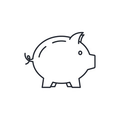 Fototapeta premium Minimalist Black and White Piggy Bank Illustration for Financial Growth Concept
