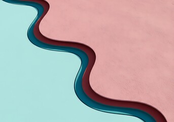 Elegant Abstract Wavy Line Separating Soft Blue and Pink Background