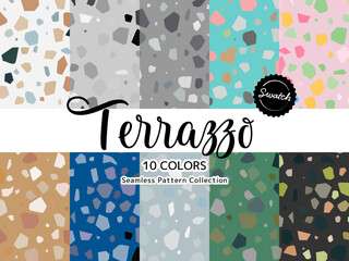 色違いのシームレスパターンのセット テラゾー