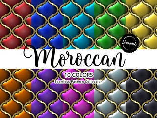 色違いのシームレスパターンのセット モロッカン