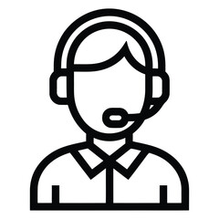 Customer support agent icon illustration with headset and microphone symbol for call center, helpdesk, service and communication concept
