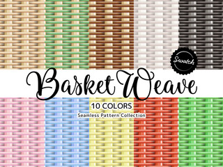 色違いのシームレスパターンのセット バスケット