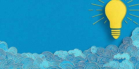 Bright Ideas in Graphic Design, Creative Environment, Vibrant Blue Background