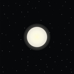 Bright full moon glowing in a dark starry night sky with scattered stars. Minimal space background illustration suitable for astronomy, night scenes, wallpapers and cosmic designs.  © siddique