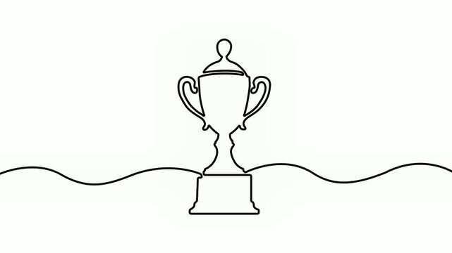 Continuous Single Line Trophy Cup Minimal Achievement Video Animation