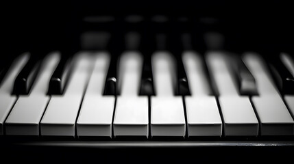 octet. Close-up of piano keys in black and white pattern, elegant musical instrument detail. lifestyle magazines, social media lookbooks, designed for influencer and brand collaborations.