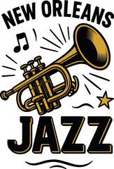 New Orleans Jazz Trumpet Music Vector Art Design