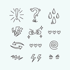 Hand Drawn Icons Set with Various Symbols.