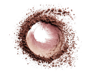 A circular swirl of blush or powder, light in the center