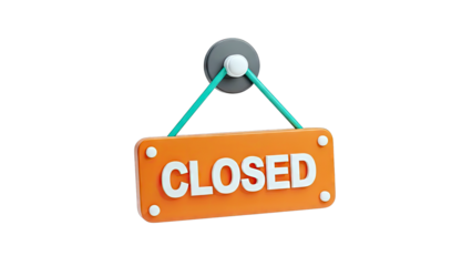 3D Render of an Orange 'CLOSED' Sign