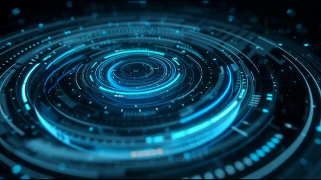 Futuristic hologram UI interface rotating in 3d