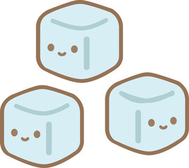 Cute Ice Cubes Cartoon Illustration