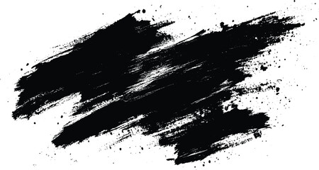 Black paint brush stroke texture ochre watercolor isolated on a white background