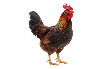 Fototapeta premium Healthy Country Chicken Standing Proud in Full Detail Isolated on a Transparent Background