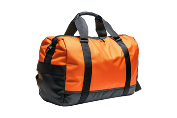Heavy Duty Orange Fitness Gear Duffel Bag Isolated on a Transparent Background