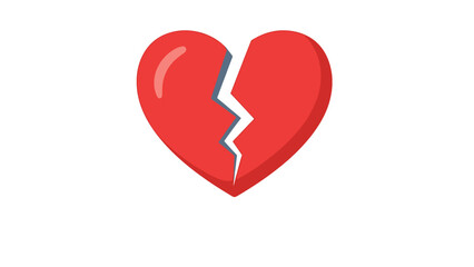 A broken red heart on a black background symbolizing love and heartbreak