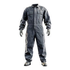 Industrial protective coverall suit designed for work safety isolated on a transparent background