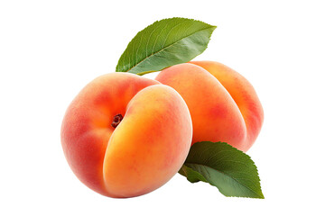 Juicy sweet peaches showcasing fuzzy skin isolated on a transparent background