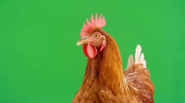 Hen on green back ground