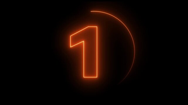 5 second countdown timer animation with neon number text glowing from 5 to 0 with interesting circle animation.