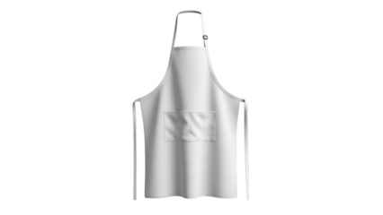 A pristine white apron is centered on a stark black background, ready for culinary adventures.