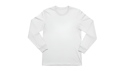 Clean, simple white long-sleeve shirt isolated on black backdrop featuring blank space for design.