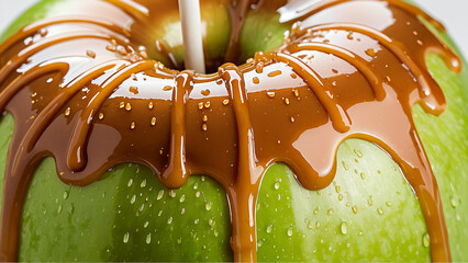 Grüner Apfel mit Karamell überzogen