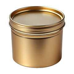 Luxury Gold Metal Cosmetic Jar with Lid Isolated on a Transparent Background
